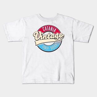 Catania Sicily Italy vintage style logo Kids T-Shirt